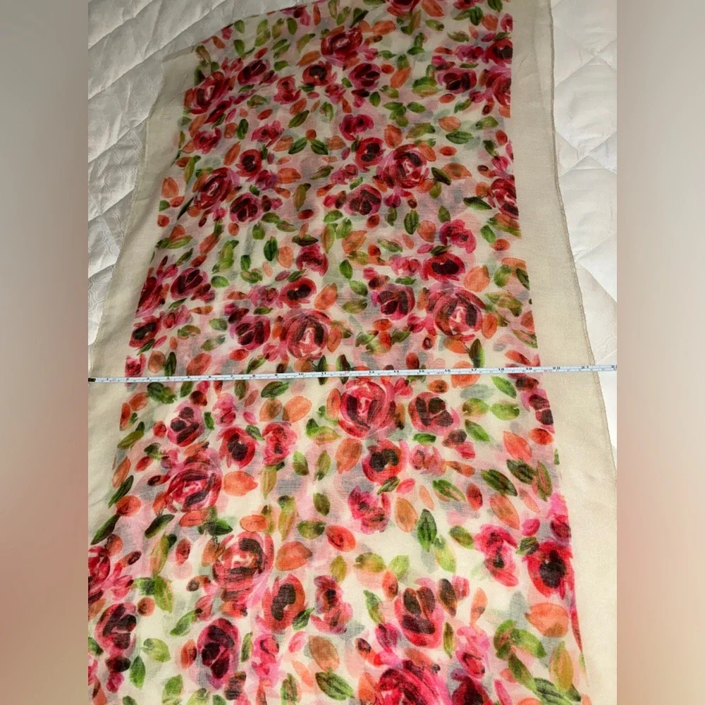 Joe Fresh Floral Scarf with Pink and Green Accents‎